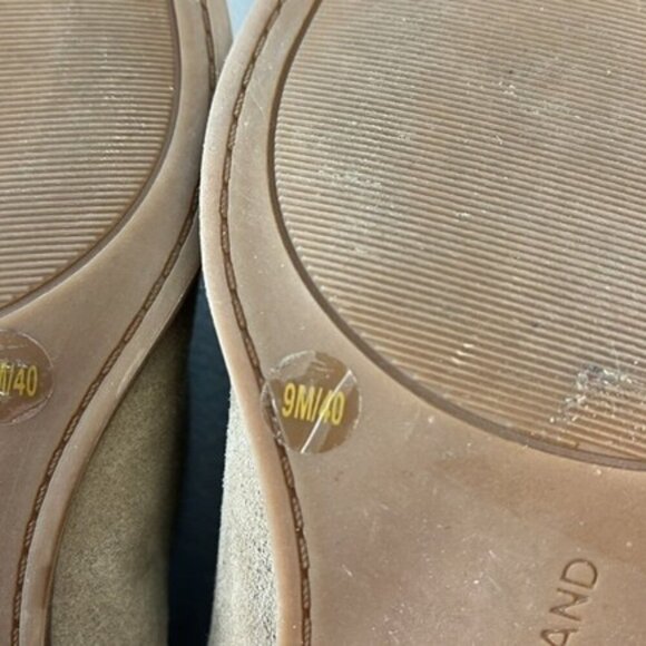 Lucky Brand Brekke Suede Booties Taupe Pull-on Low Heel Asymmetric Ankle Shoes 9 - Picture 8 of 9